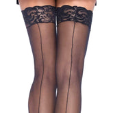 Leg Avenue Sheer Stockings With Backseam Black UK 6 to 12 Hosiery
